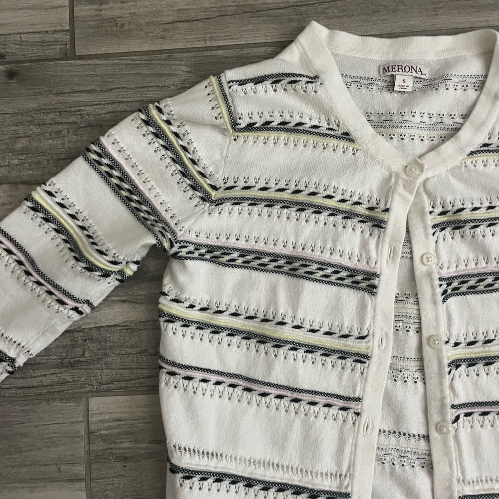 Merona White Patterned Cardigan